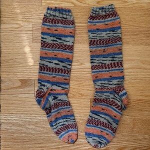 Hand Knit Multicolored Striped Women's Socks